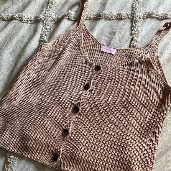 Pink Lily Tan Sweater Tank - Picture 1 of 5